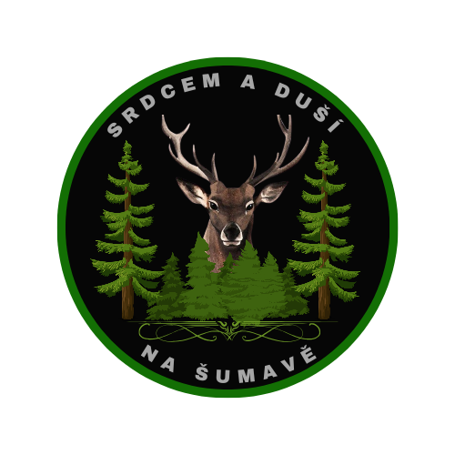 Samolepka Jelen Srdcem a duší na Šumavě 5cm